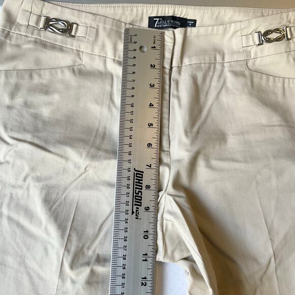7th Ave. New York Women Khaki Pants size 8 Formal Wide Leg Light Beige - Picture 5 of 11